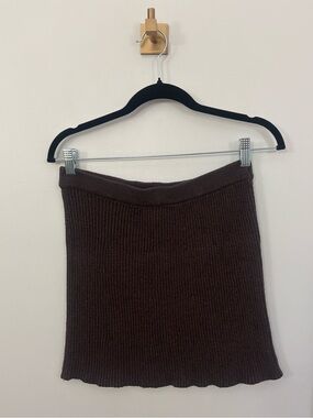 Freshman Chocolate Ribbed Knit Mini Skirt